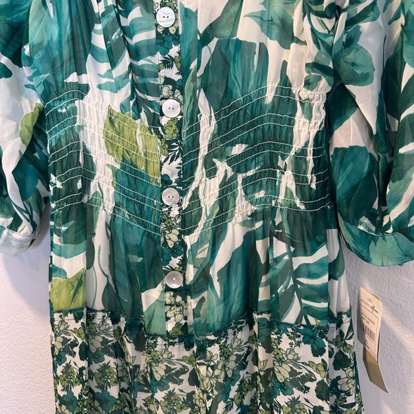 Anthropologie Fig And Flower Size-XL Midi Dress Tiered Floral Boho - Picture 8 of 16